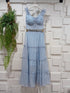 Summer Padded Crop Blouse with Tiered Long Skirts Sets